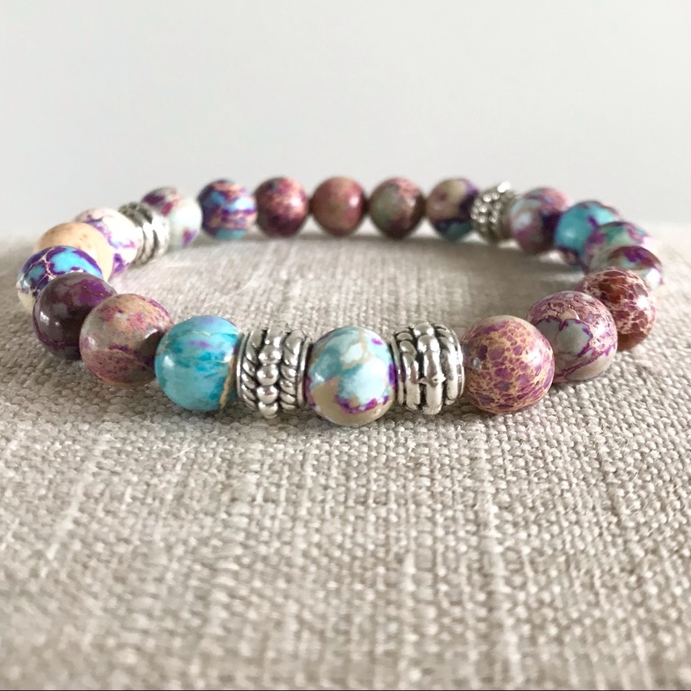 Jasper Gemstone Stretch Chakra Bracelet